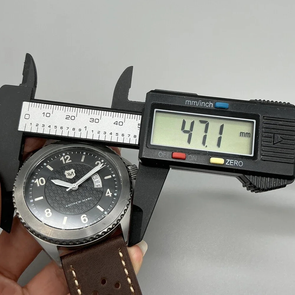 Andrew Marc Heritage Roadside Mens Watch 47mm Black Dial Date New Battery